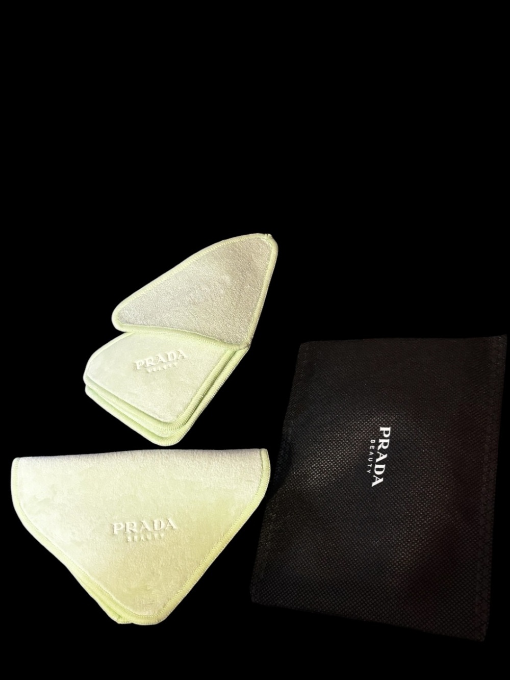 Prada ReWashable makeup remover clothes and pouch - new - beauty